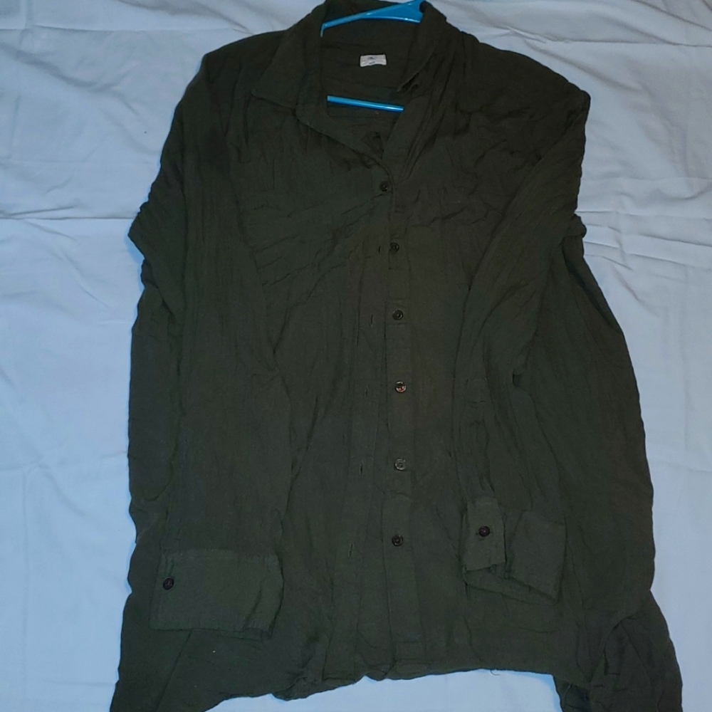 O'Neil womens Size M navy green longsleeve blouse